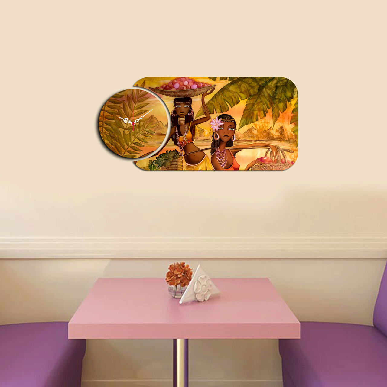 Ceas de perete, YMS-78, Dimensiune: 68 x 32 cm, Multicolor - imagine 3